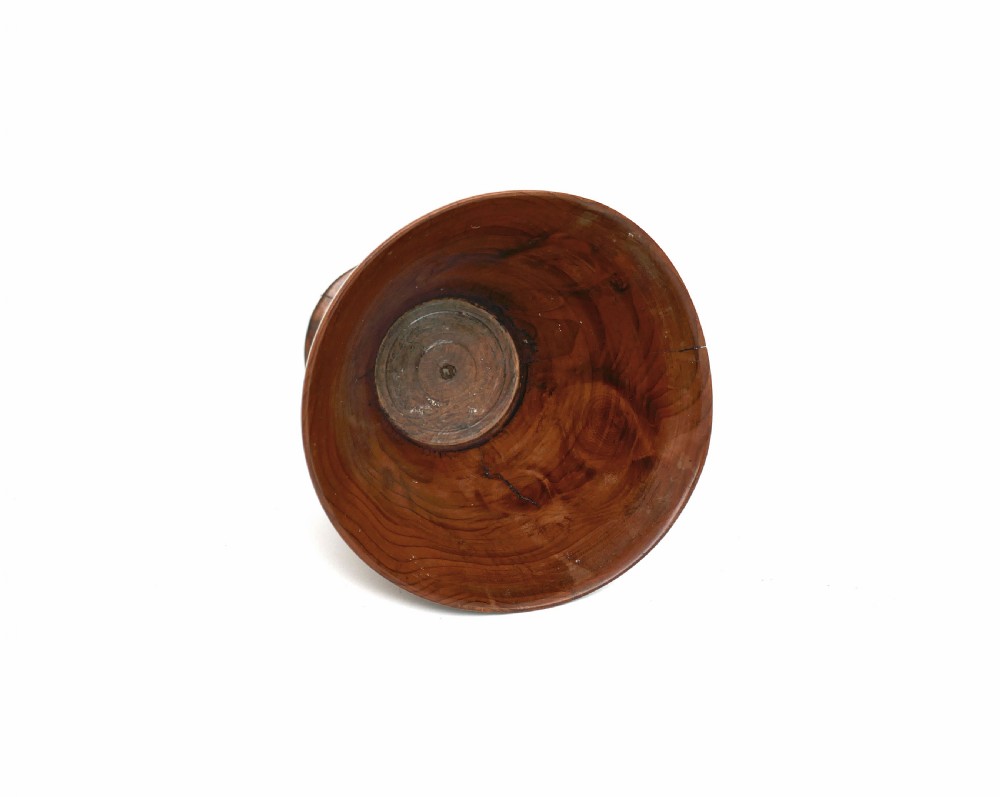 Antique Early Single Treen Turned 19thc Yew Wood Drinking Goblet.   English C1800-20. View III
