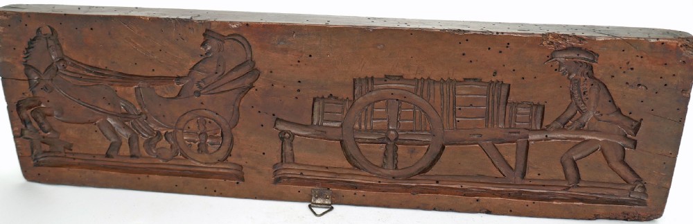 Antique Treen Late 18thc / 19thc Fruitwood Gingerbread Mould.  Dutch C1780-C1820. View IV