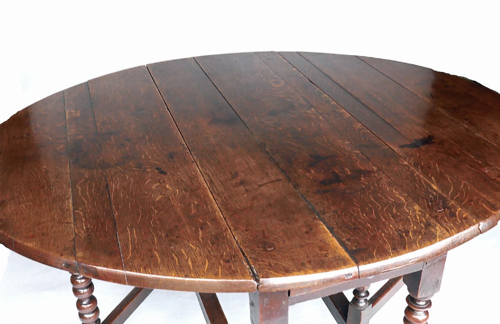 Antique Early Oak & Country Furniture 17thc Gateleg Table.   English C1660-80. View II