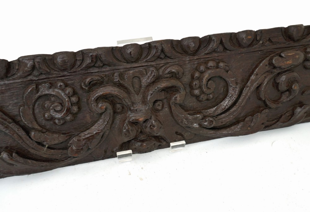 Antique 17thc Single Oak Carving Of The Green Man And Floral Decoration.  Flemish C1660-80. View II
