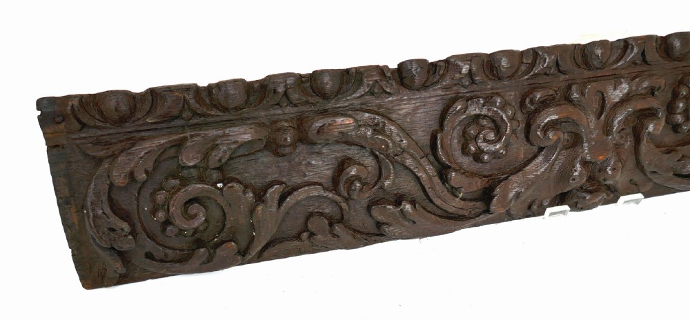 Antique 17thc Single Oak Carving Of The Green Man And Floral Decoration.  Flemish C1660-80. View III