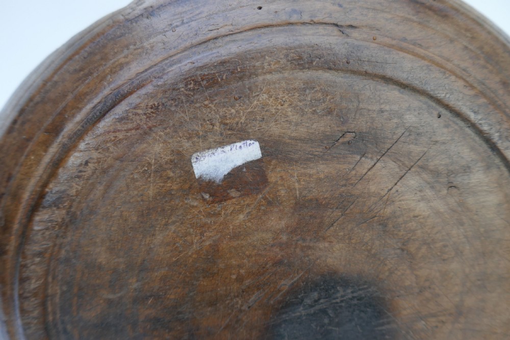 Antique Treen 17thc / 18thc Turned Sycamore Reeded Food Platter . English C1680-C1720. View III
