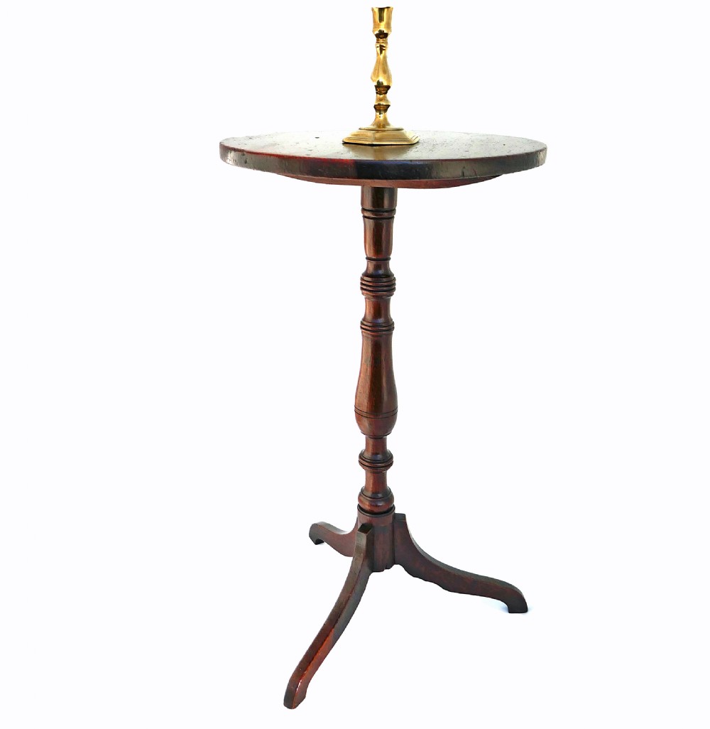 Antique Country Furniture Single Early 19thc Elm, Oak & Pine Candlestand. English C1800-20.