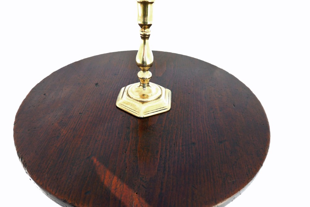 Antique Country Furniture Single Early 19thc Elm, Oak & Pine Candlestand. English C1800-20. View II