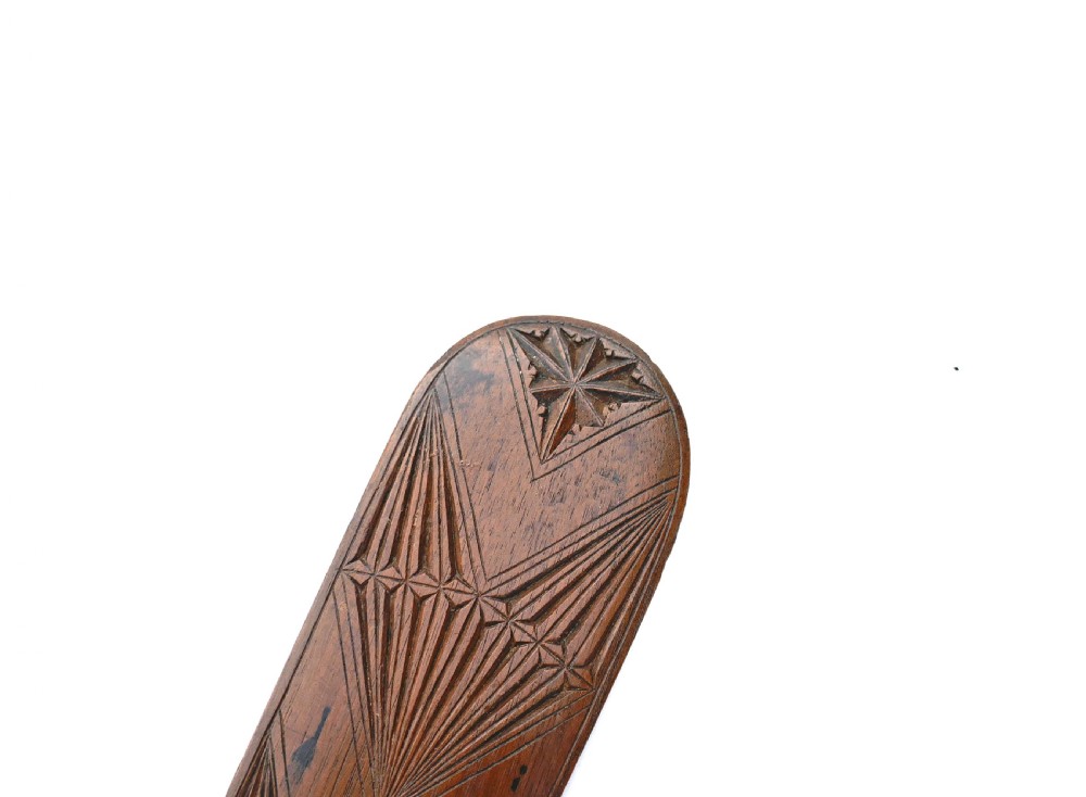 Antique Treen 19thc Walnut Carved & Shaped Page Turner.  English C1820-40 View II