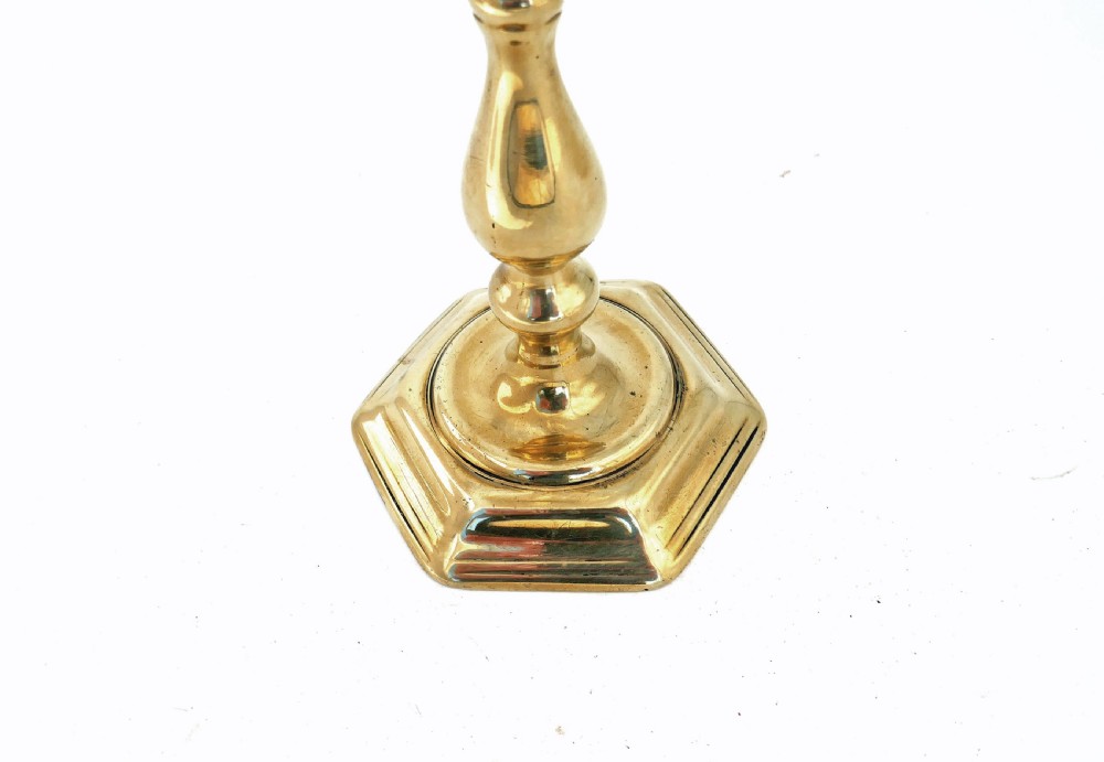 Antique Metalware 18thc Queen Anne Single Brass Candlestick.   English C1710-15 View II