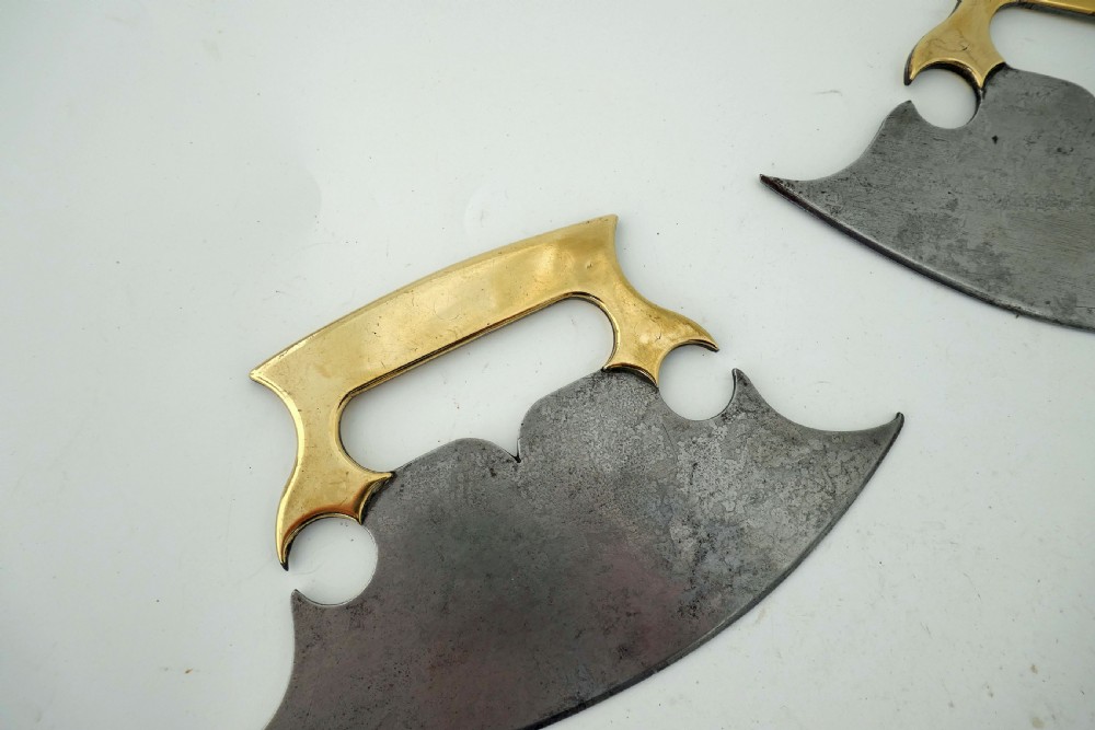 Antique Metalware Pair Of 18thc Brass & Steel Herb Choppers. English C1760-80. View II