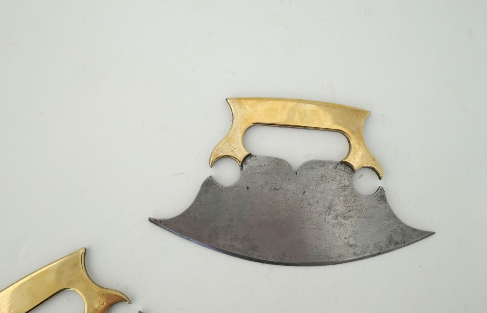 Antique Metalware Pair Of 18thc Brass & Steel Herb Choppers. English C1760-80. View III