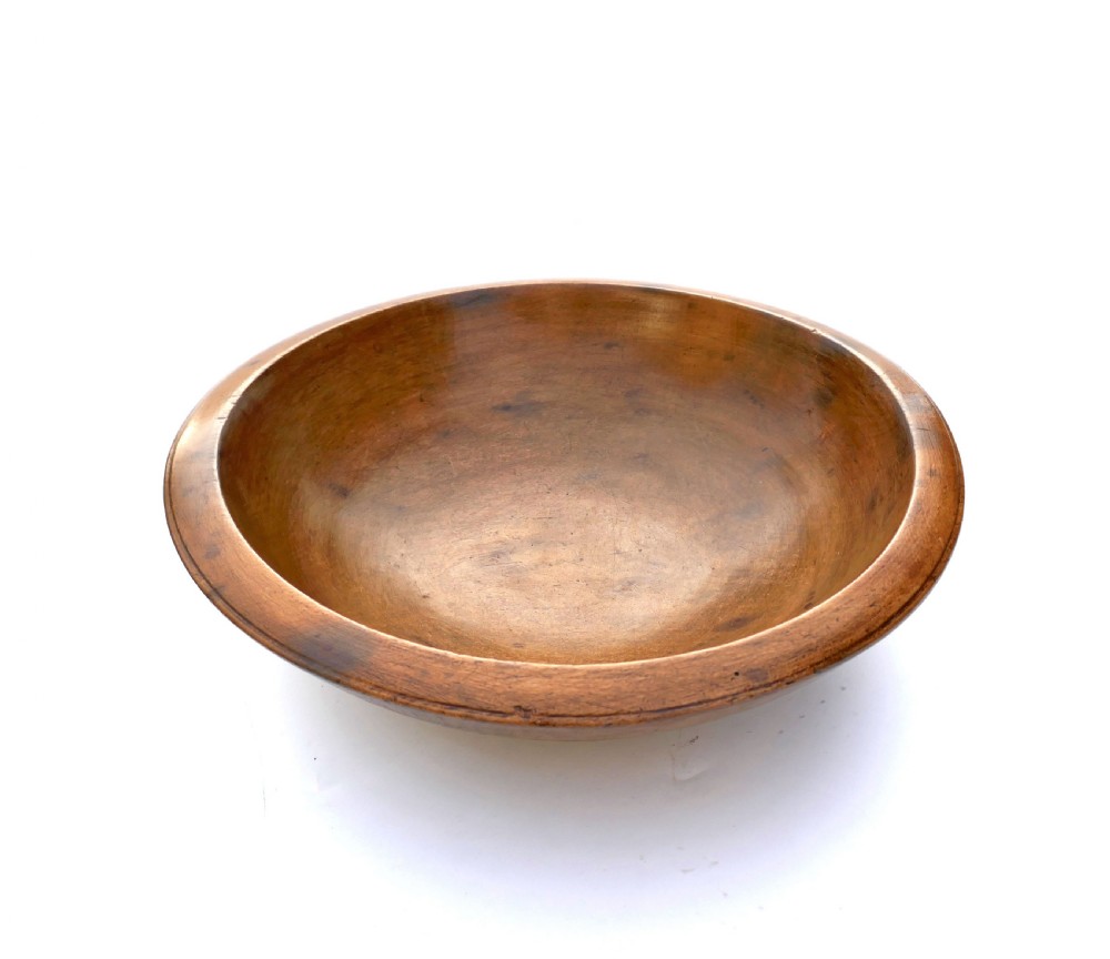 Antique Kitchenalia Treen 19thc Sycamore English Turned Dairy Bowl.  C1820-40.