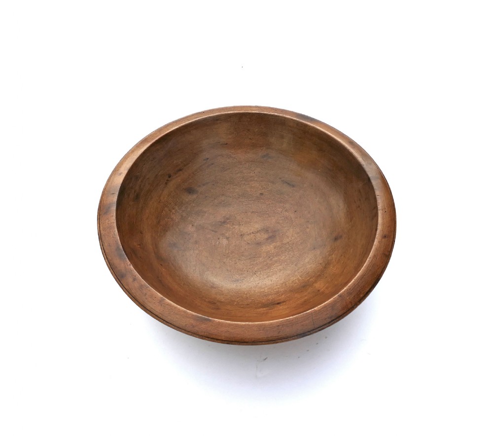 Antique Kitchenalia Treen 19thc Sycamore English Turned Dairy Bowl.  C1820-40. View III