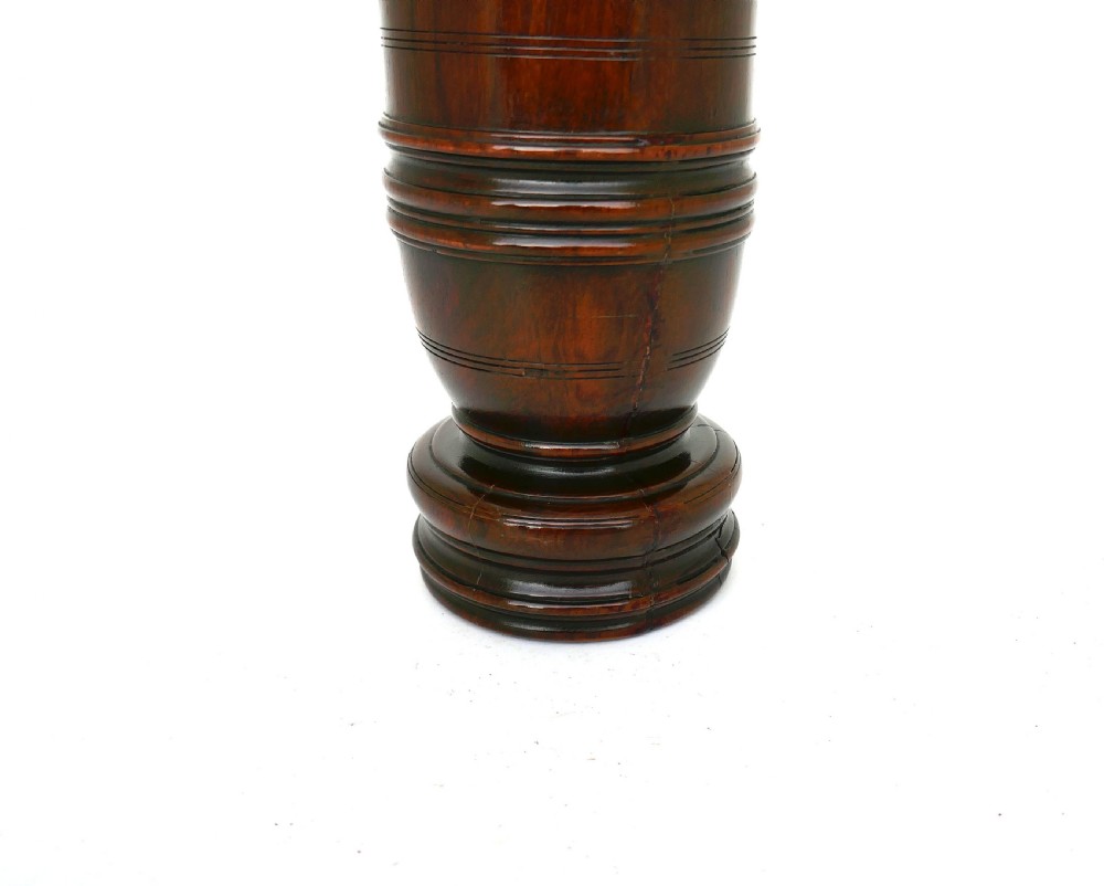 Antique Treen 18thc Mahogany Turned Mortar & Pestle.    English C1770-90. View IV