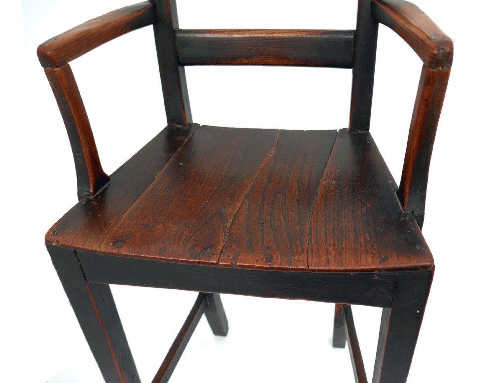 Antique Early Country Furniture Single 18thc Childs High Chair. English C1770-90. View V