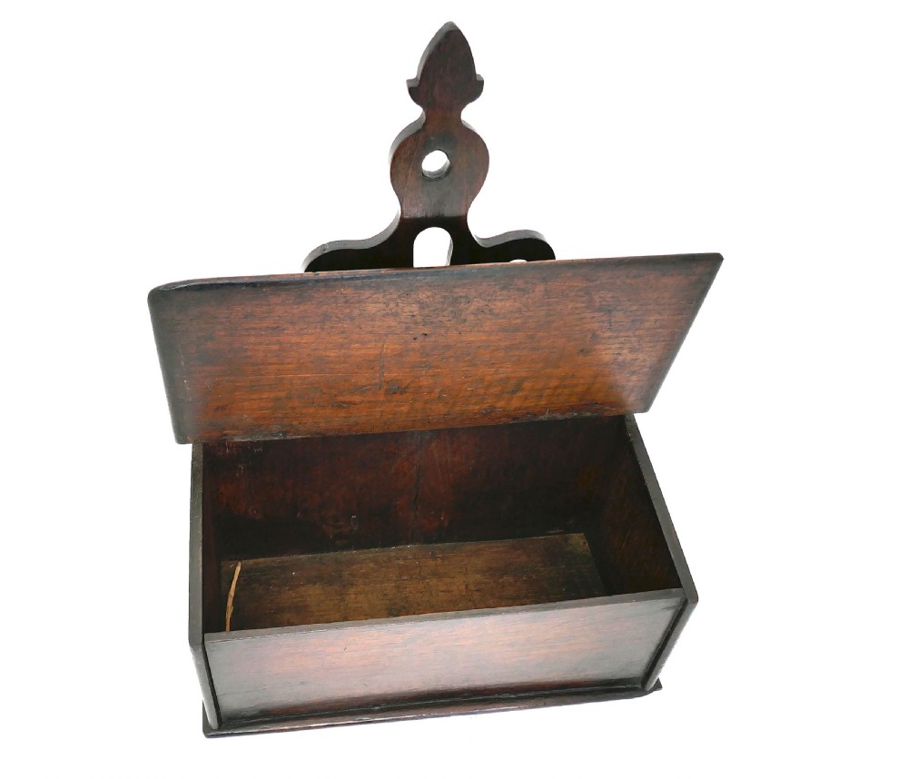 Antique Country Furniture 19thc Fruitwood Fan Shaped Candle Box.  English. C1800-20. View IV