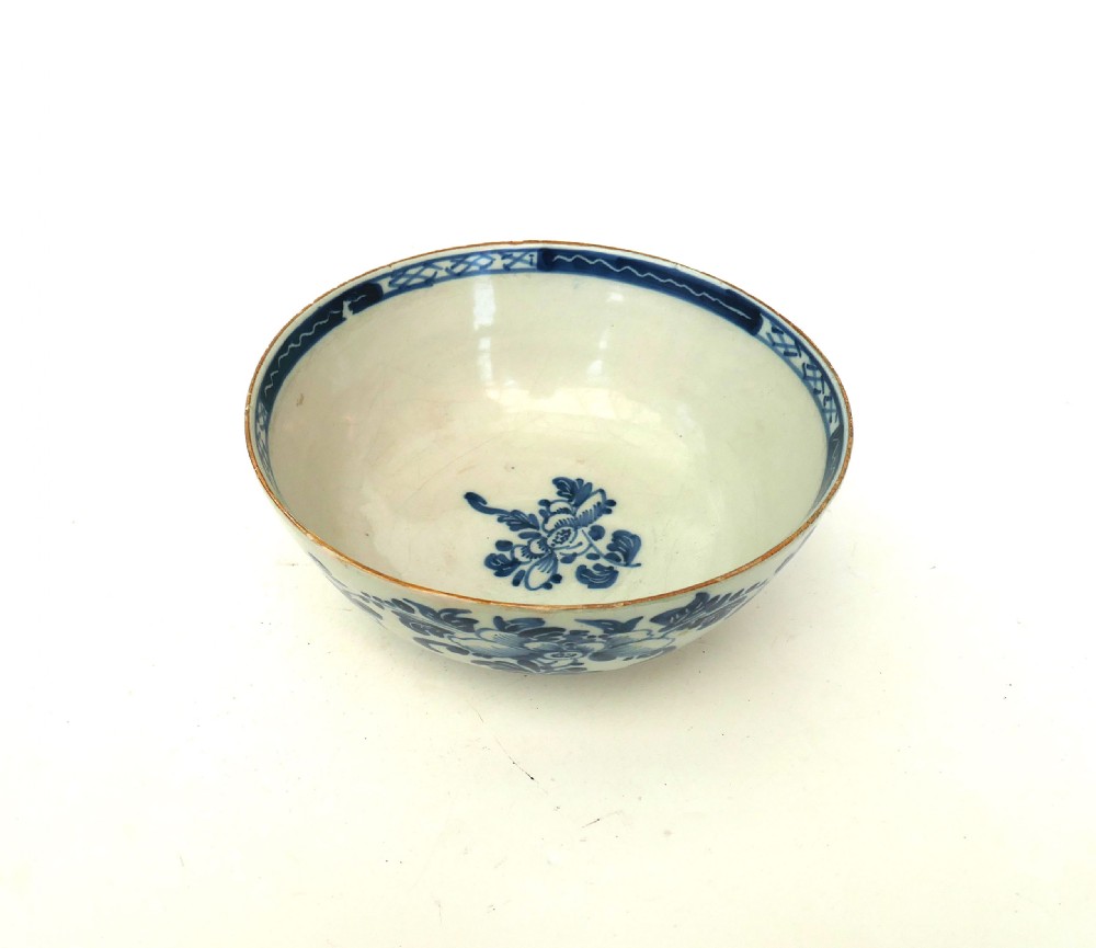 Antique Early Pottery 18thc Blue & White Hand Painted Delftware Bowl.   English C1750-70. View II
