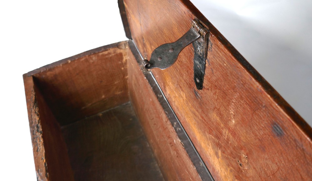 Antique Period Oak Elizabethan 16thc Planked Coffer.   English C1570-90. View VII