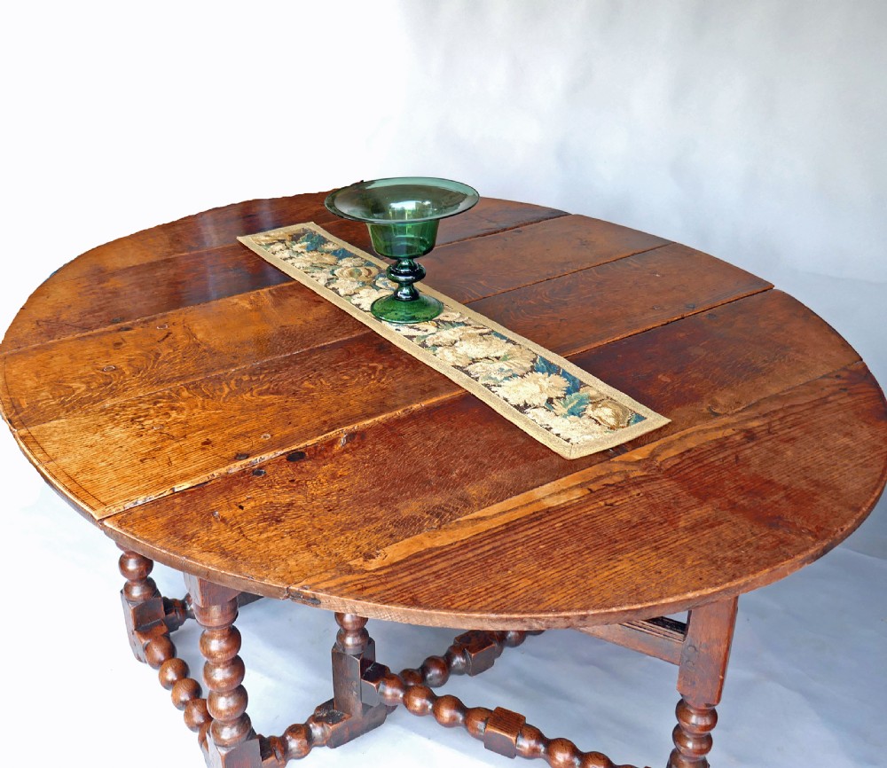 Antique Early Oak Furniture 17thc Eight Seater Gateleg Table.  English C1660-80. View II