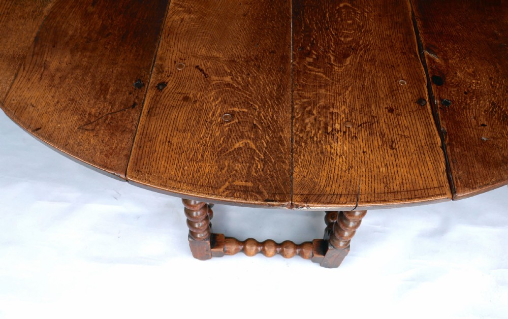 Antique Early Oak Furniture 17thc Eight Seater Gateleg Table.  English C1660-80. View IV
