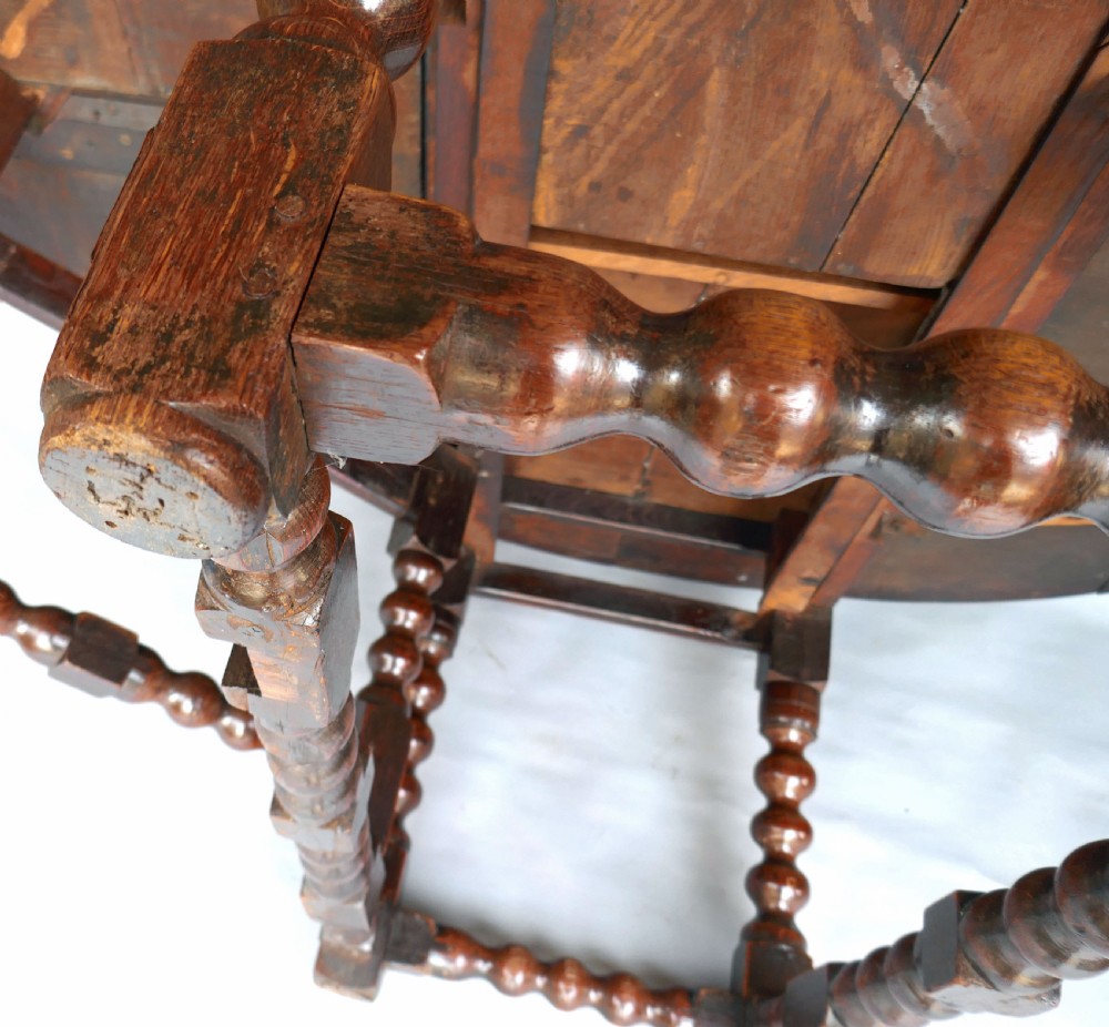 Antique Early Oak Furniture 17thc Eight Seater Gateleg Table.  English C1660-80. View VII