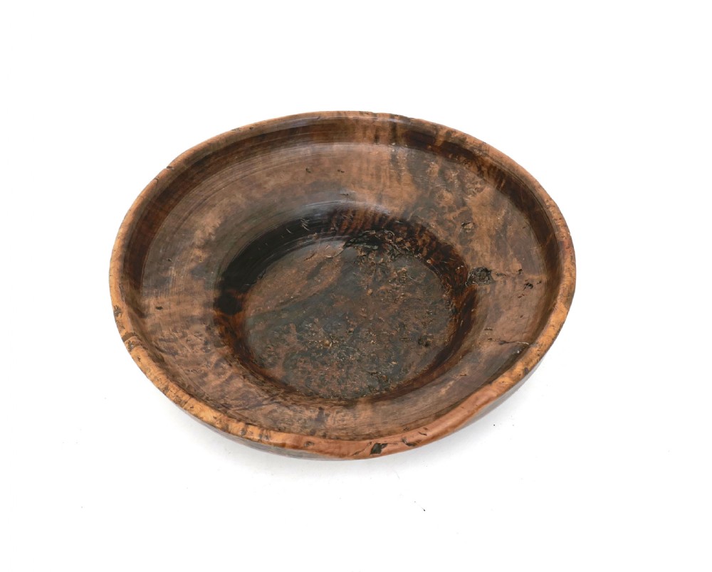 Antique Treen Single 18thc Turned Burr Birch Bowl . Swedish C1780-90. View II