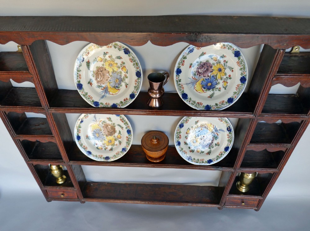 Antique Early Oak Furniture 18thc Single Small Delft Rack. English C1770-90. View IV