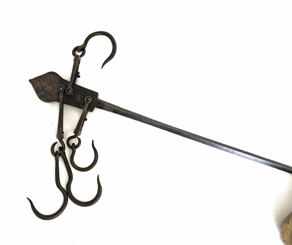 Antique & Collectables 18thc Iron Butchers Steelyard With Brass Weight.  English C1770-90. View III