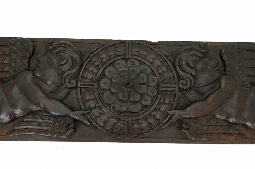 Antique Single 17thc Oak Carving From An Overmantel In A Country House.  English C1620-40. View II