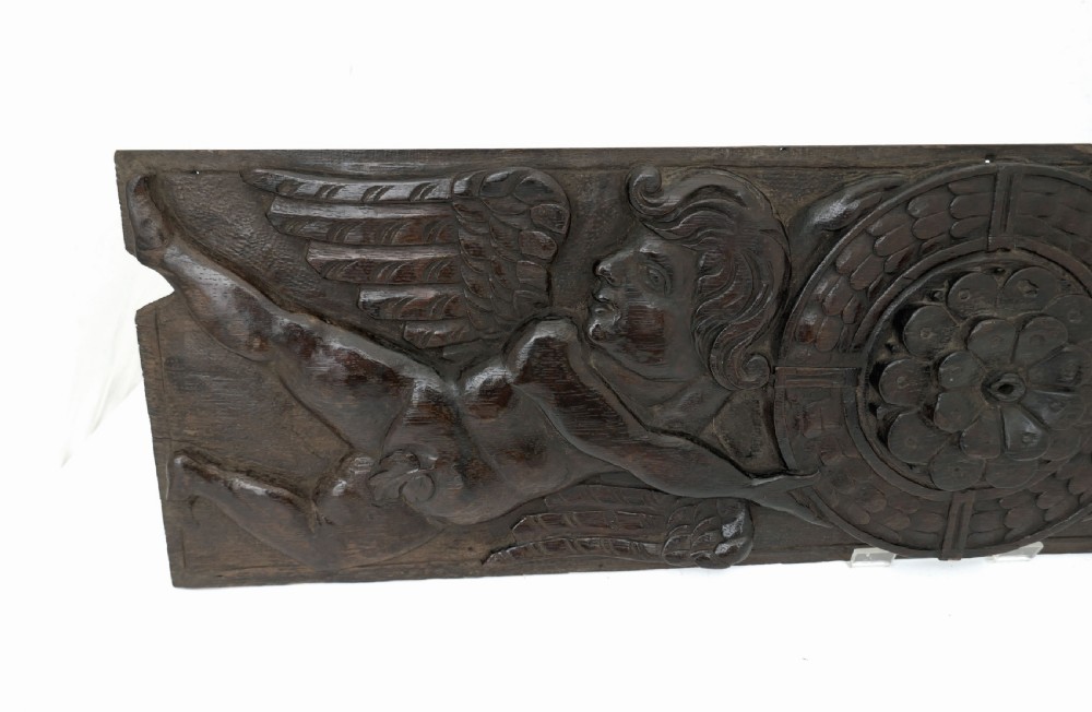Antique Single 17thc Oak Carving From An Overmantel In A Country House.  English C1620-40. View III