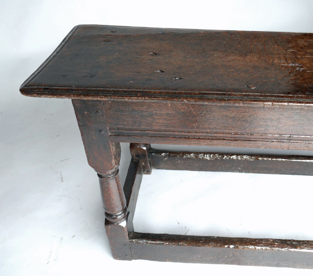 Antique Oak Furniture 17thc Joyned Oak Bench / Form With Owners Initials AS.  English C1620-40. View VII