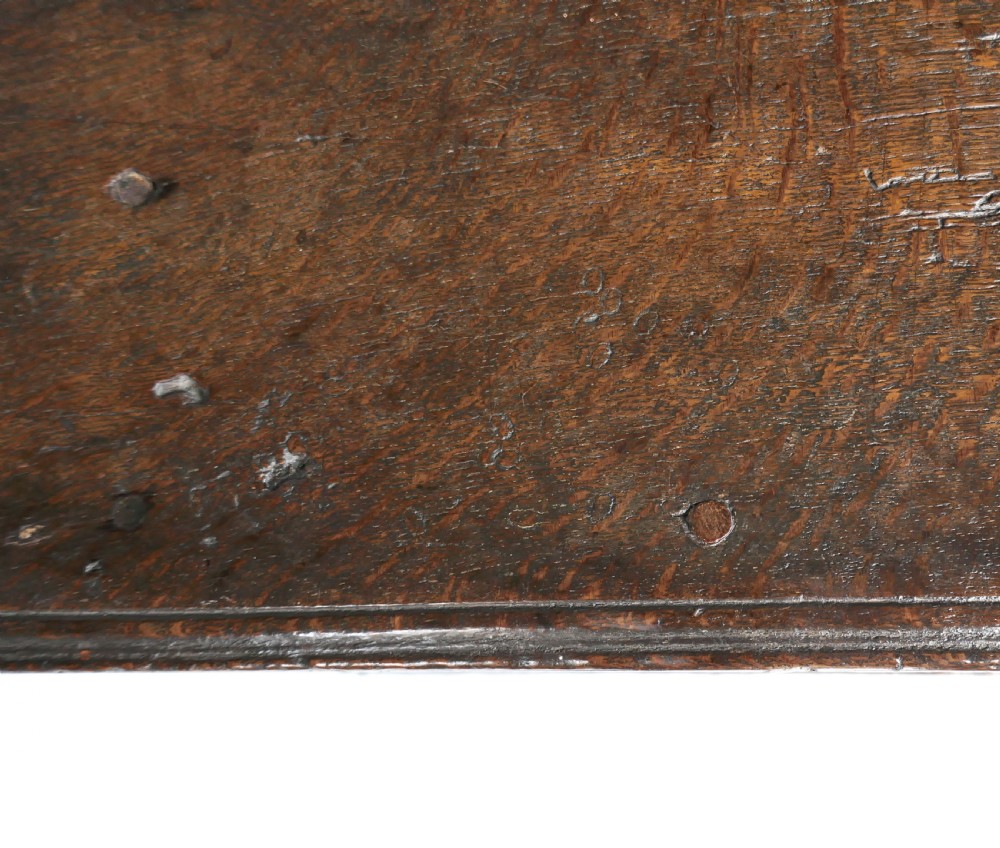 Antique Oak Furniture 17thc Joyned Oak Bench / Form With Owners Initials AS.  English C1620-40. View VIII