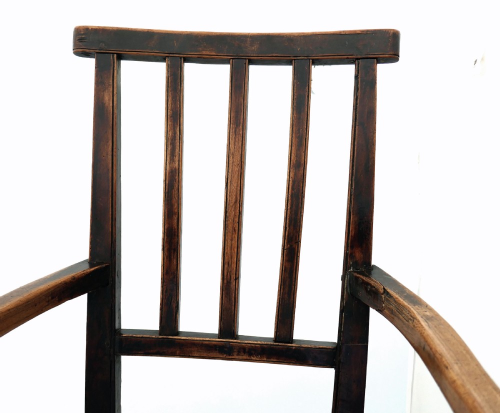 Antique Primitive Furniture 18thc Elm, Ash & Fruitwood Armchair.  English C1770-90. View IV