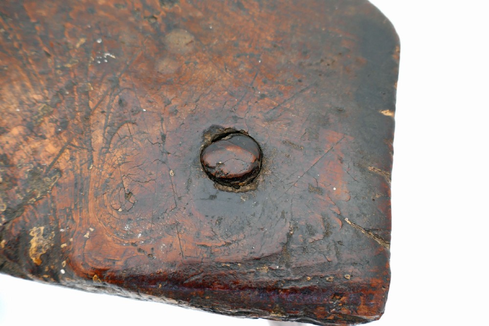 Antique Country Furniture 18thc West Country Ash Three Legged Stool.  English C1770-90. View V
