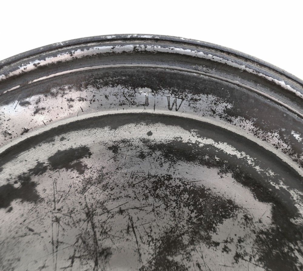 Antique Early Metalware 17thc Single Pewter Triple Reeded Plate by John Hulls . English / London C1676 - C1709. View III
