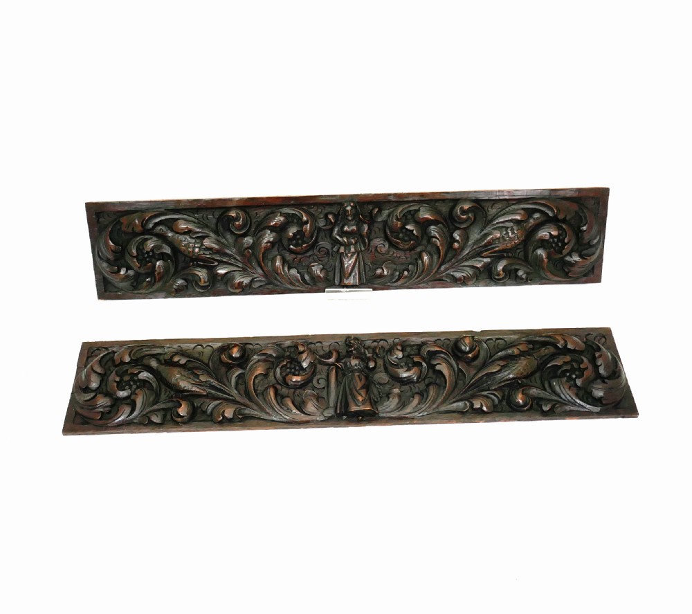 Antique Carvings Pair Of 17thc Oak Carved Panels.   Italian C1670-90.