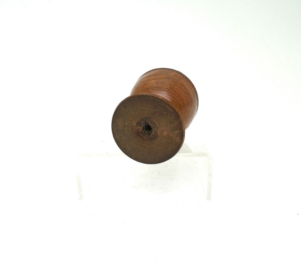 Antique Treen Early 19thc Ash Turned Muffineer With Thistle Shaped Finial.   English C1800-20. View III