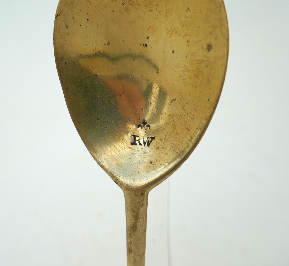 Antique Early Metalware 17thc Brass Single Seal Top Spoon.   English C1620-40. View III