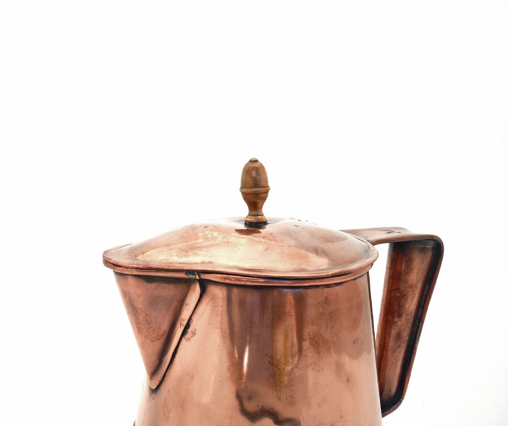 Antique Metalware 19thc Copper Hot Water Jug Stamped J. G. Shaw - Chester. English C1820-40. View II