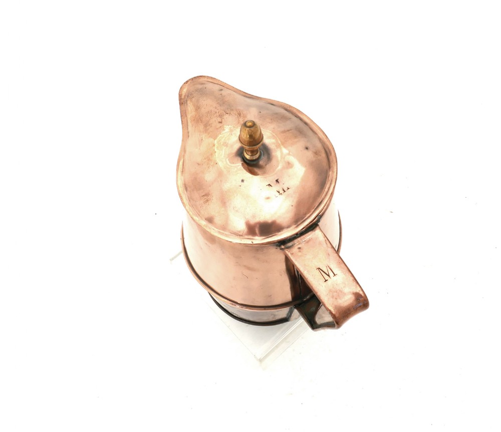 Antique Metalware 19thc Copper Hot Water Jug Stamped J. G. Shaw - Chester. English C1820-40. View V