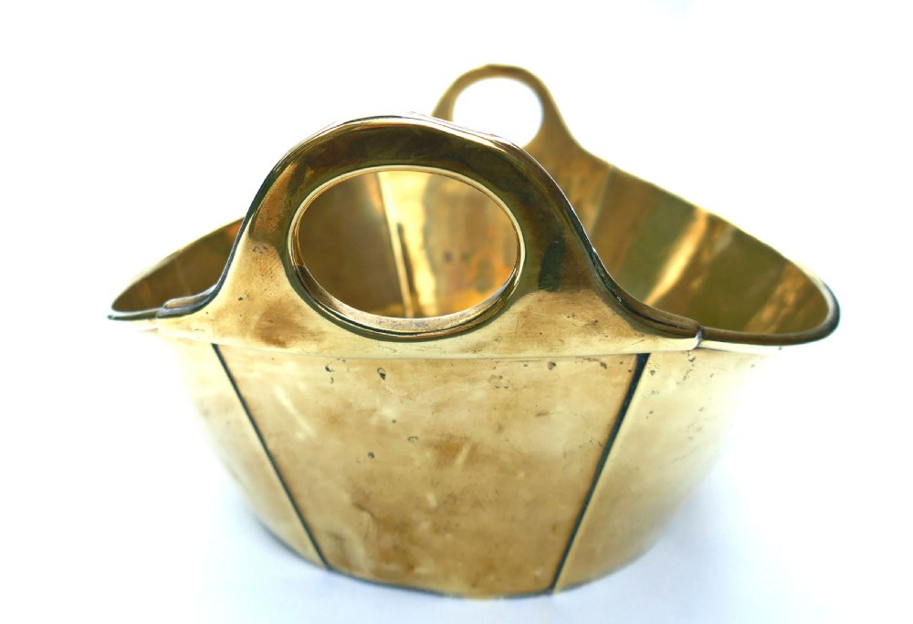 Antique Early Metalware 19thc Brass Shaped Two Handled Bowl. English C1850-70. View IV