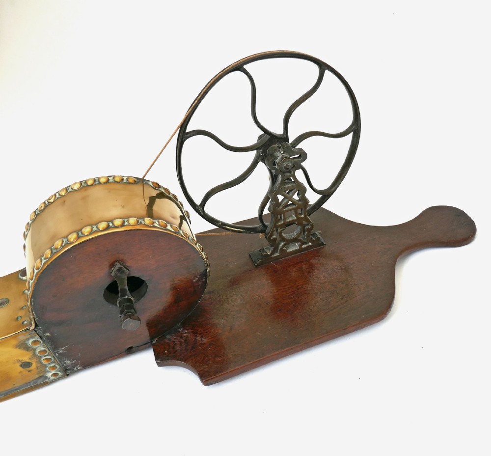 Antique Early Metalware 18thc Handheld Peat Bellows Made from Brass & Mahogany.   Irish C1770-90. View III