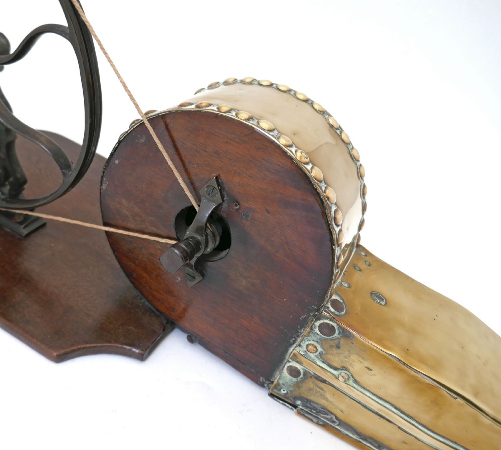 Antique Early Metalware 18thc Handheld Peat Bellows Made from Brass & Mahogany.   Irish C1770-90. View V