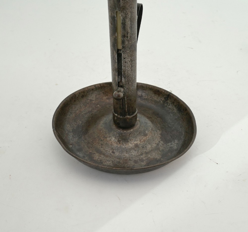 Antique Early Lighting 18thc Toleware Chamberstick.    English C1780-1800 View III