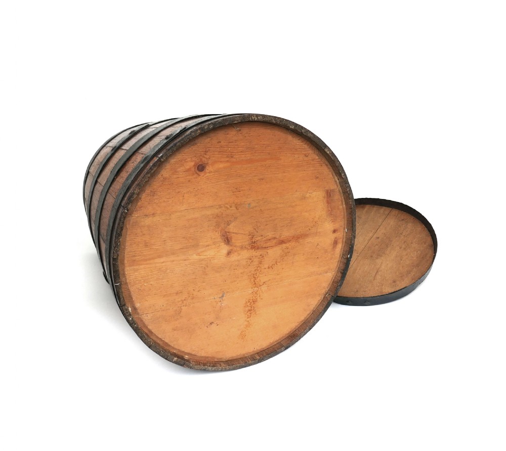 Antique Collectables 19thc Dry Storage Staved Lidded Oak Barrel.  English C1860-90. View V