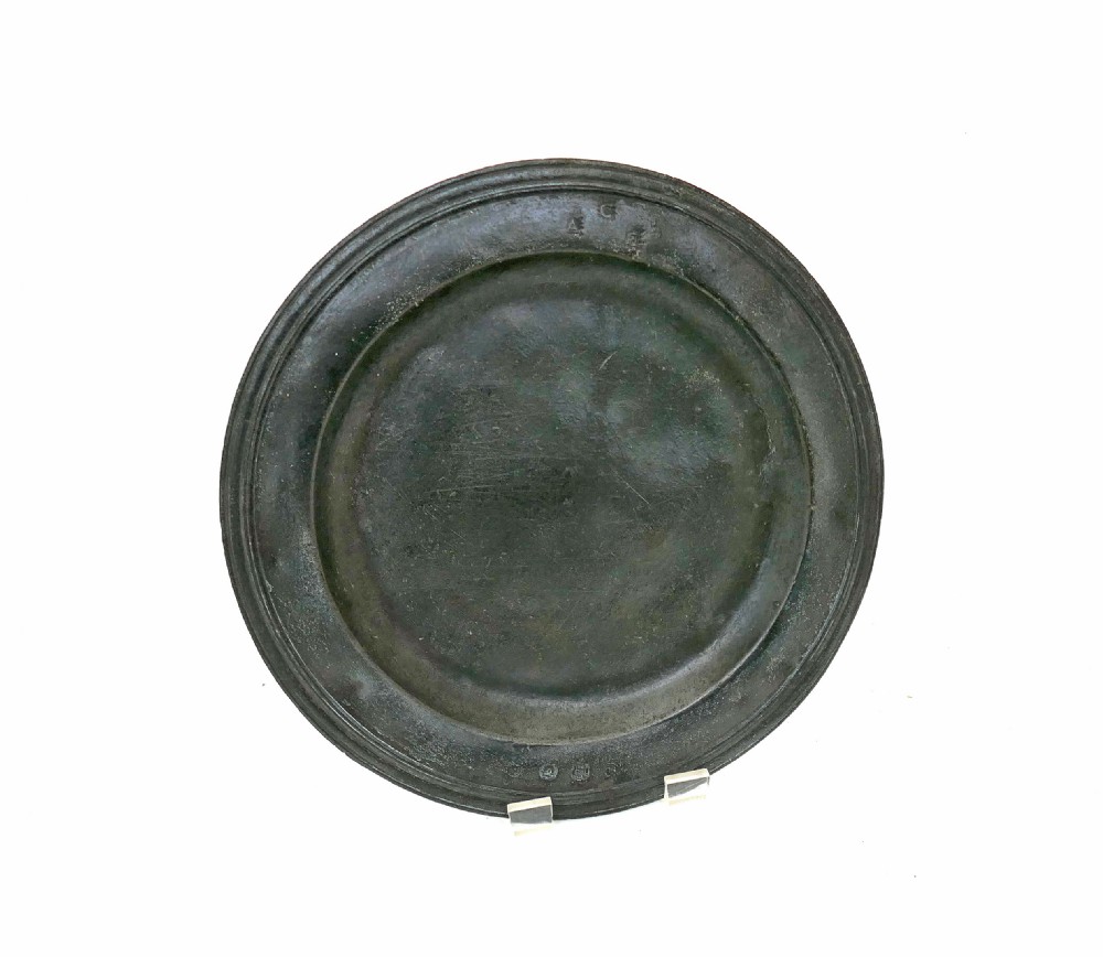 Antique Metalware Late 17thc / 18thc Multi-Reeded Pewter Single Plate by Edward Leapidge 1.   English C1699-C1728