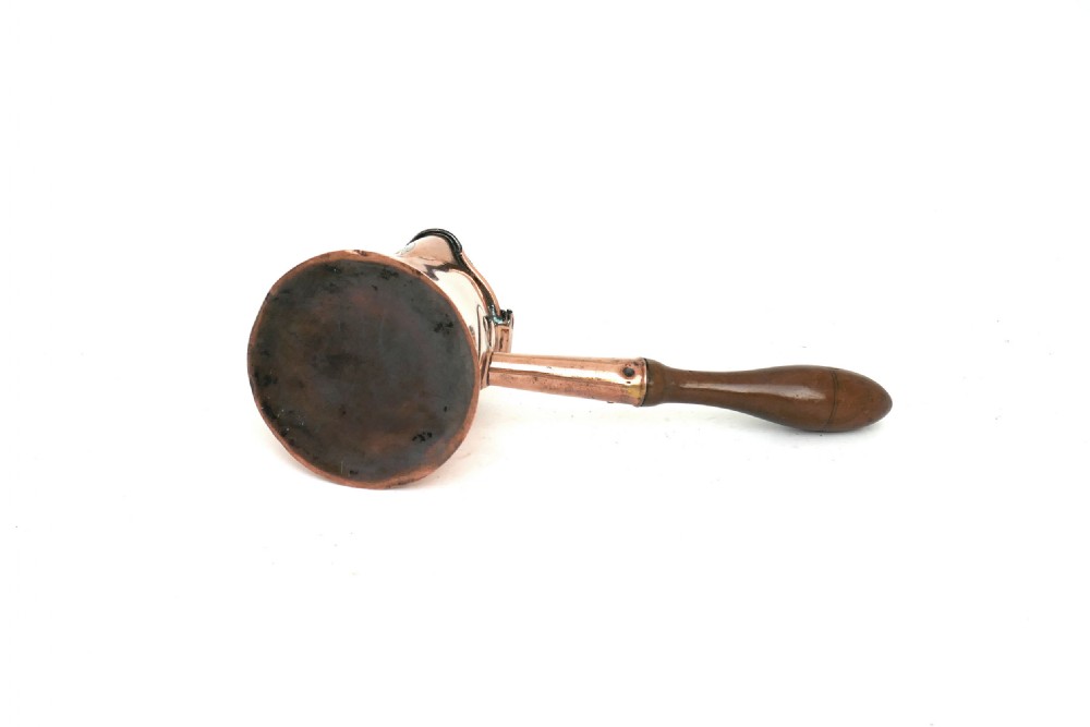 Antique Early Metalware 18thc Copper Lidded Milk Jug With Side Handle. View IV