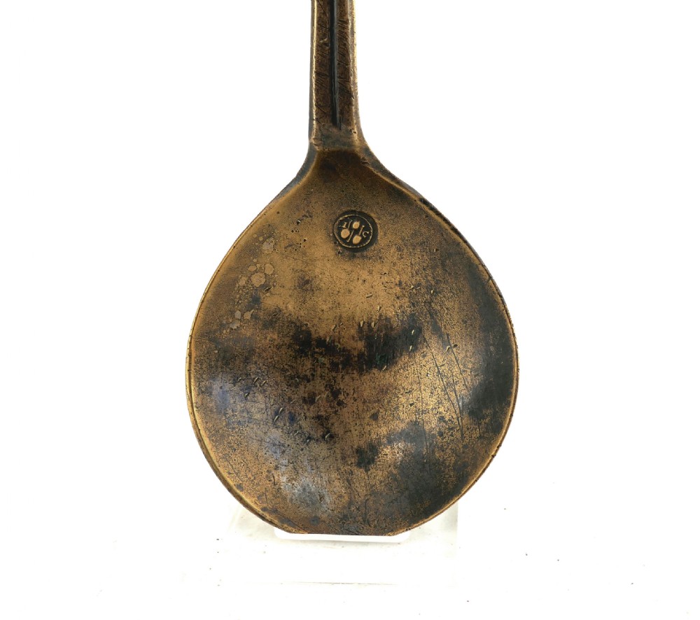 Antique Early Metalware 16thc Latten Apostle Single Spoon With Unusual 