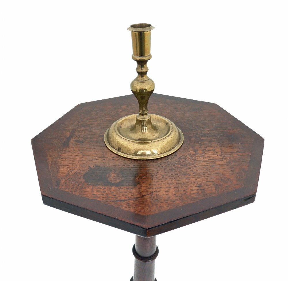 Antique Oak & Country Furniture 18thc Small Candlestand With Shaped Legs. English C1770-80 View II