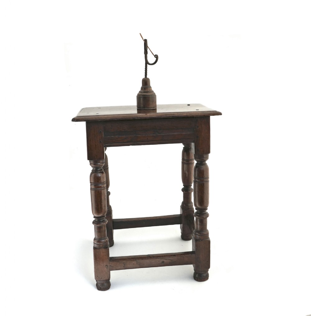 Antique Early Oak & Country Furniture 17thc Charles 1 Joined Stool . English C1620-40.