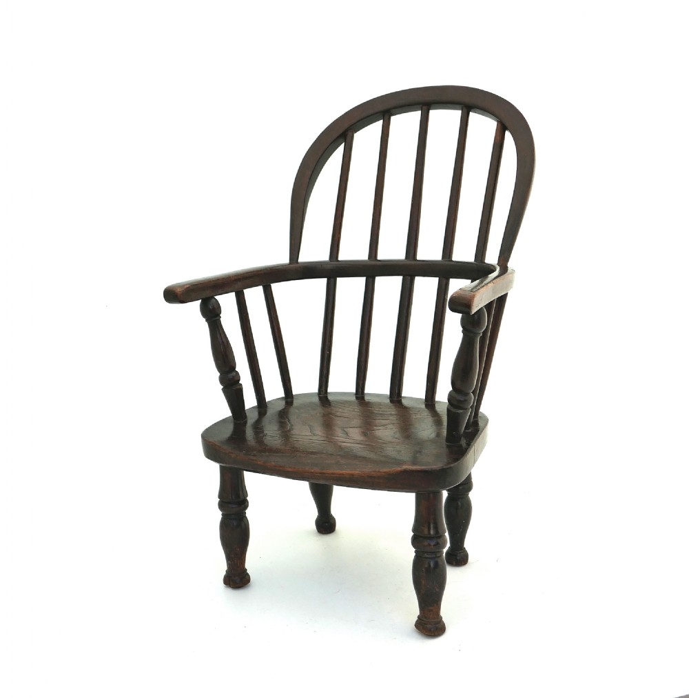 Antique Early Country Furniture 19thc Child's Stick Back Windsor Chair.   English C1840-60.