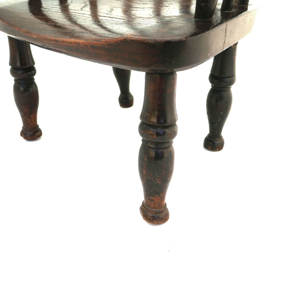 Antique Early Country Furniture 19thc Child's Stick Back Windsor Chair.   English C1840-60. View V