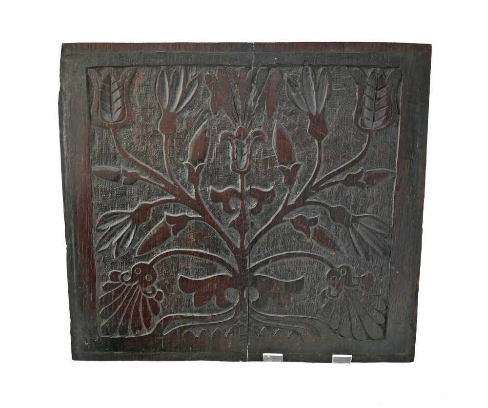 Antique Early English Carvings Pair Of 17thc Oak Carved Panels.     English C1640-60. View II